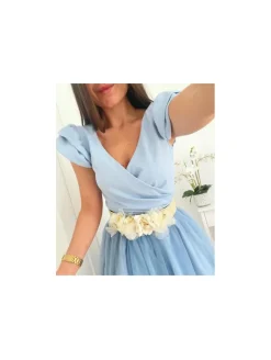 Falda de tul AZUL midi varias capas