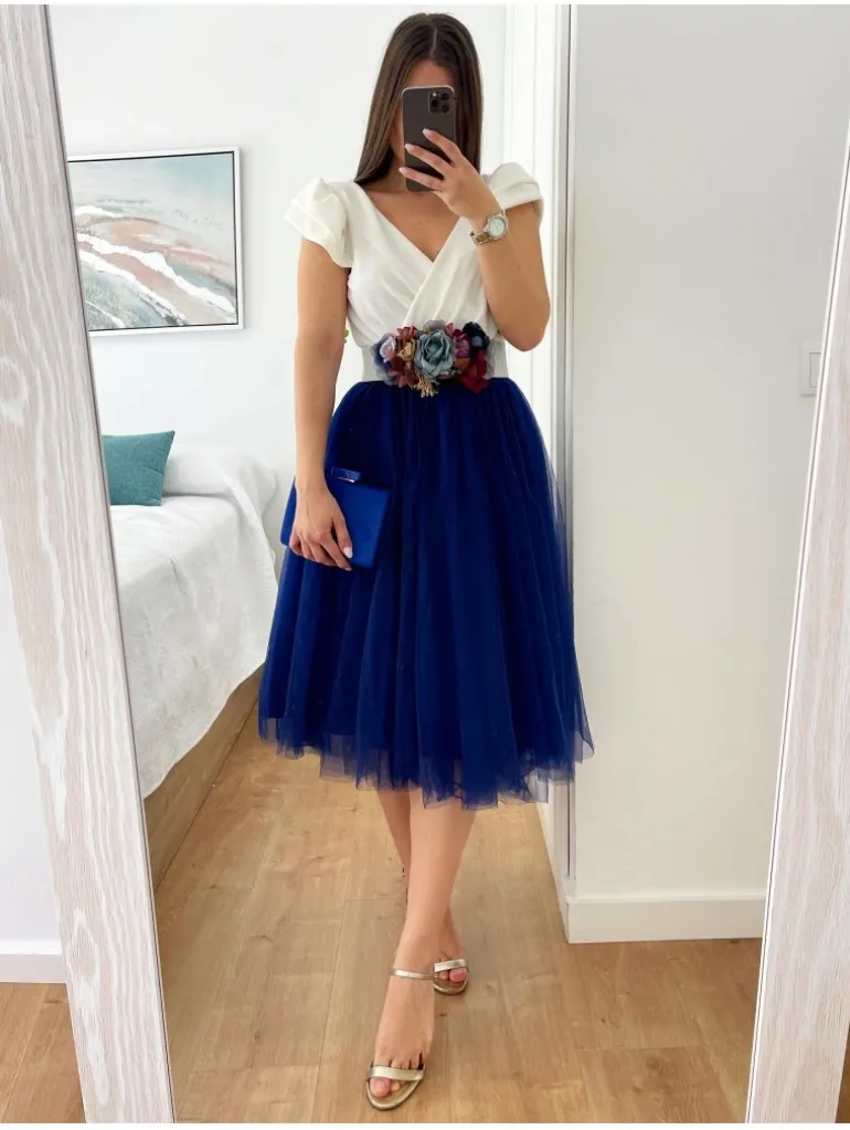 Falda de tul AZUL ZAFIRO midi varias capas