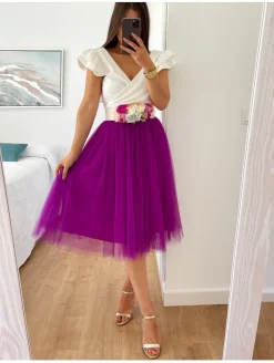Falda de tul midi BUGANVILLA varias capas