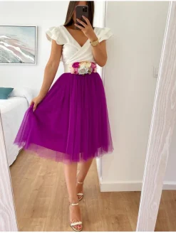 Falda de tul midi BUGANVILLA varias capas