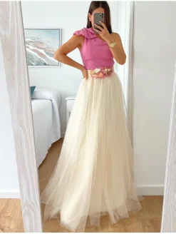 Falda LARGA tul varias capas MARFIL (M15)