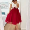 Falda tul midi Wine Red