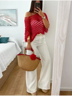 Pantalón blanco camal ancho bolsillos Stella 8880  (V02)