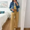 Pantalón fluido TOSDADO con cinturón rafia Royal 1609  (V36)