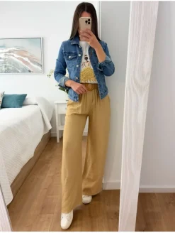 Pantalón fluido TOSDADO con cinturón rafia Royal 1609 (V36)