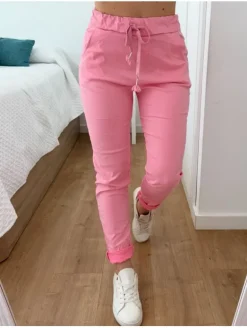 Pantalón tono ROSA FLUOR efecto arrugado Maika (V04)