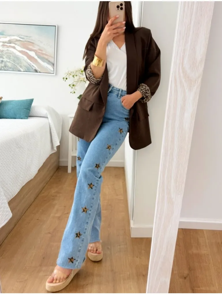 Pantalón vaquero estrellas print RD2760 (G34)