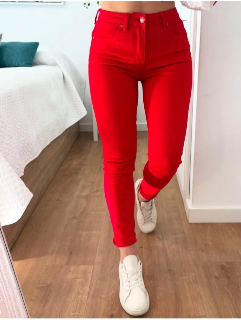Pantalón vaquero ROJO skinny push up E1222-10 (V09)