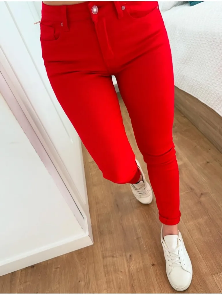 Pantalón vaquero ROJO skinny push up E1222-10 (V09)