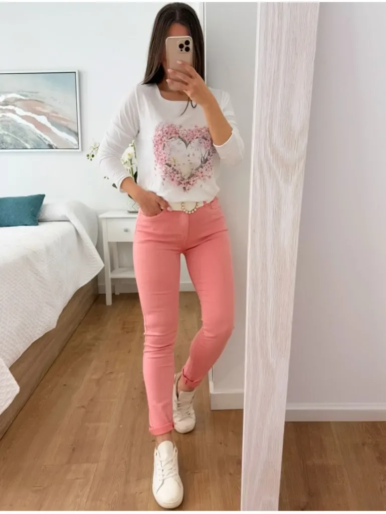 Pantalón vaquero ROSA FLAMINGO skinny LS9268 SPRING (G34)