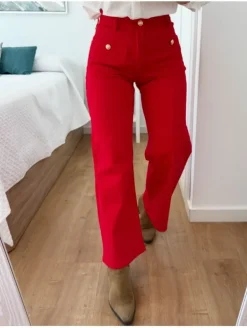 Pantalon vaquero rojo bolsillos delanteros  B22032-3 (V09)