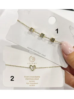 Pulsera DORADA piedrecitas/corazón