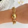 Pulsera eslabones dorados abalorio redondo central Sunny