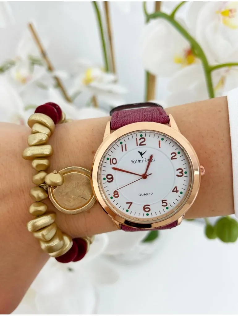 Reloj correa granate Bruselas
