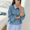Sudadera AZUL efecto camisa debajo Martina (M40)