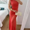 Vestido CORAL elástico asimétrico gasa larga tul Bell (M17)