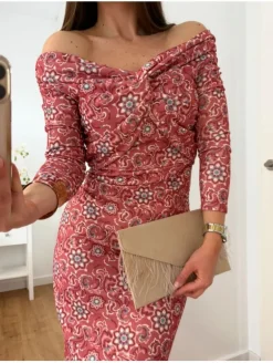 Vestido coral estampado flores Jazmín (M18)