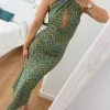 Vestido estampado geometrico VERDE Greta  (D18)