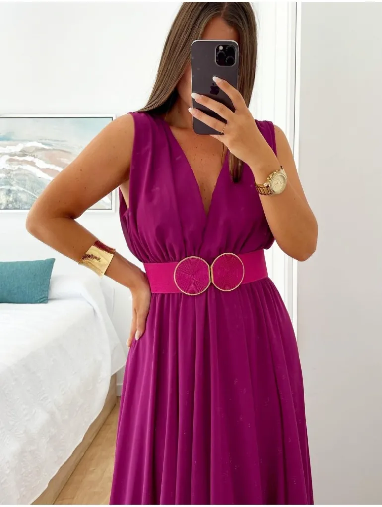 Vestido largo gasa Dolcce BUGANVILLA CLARO