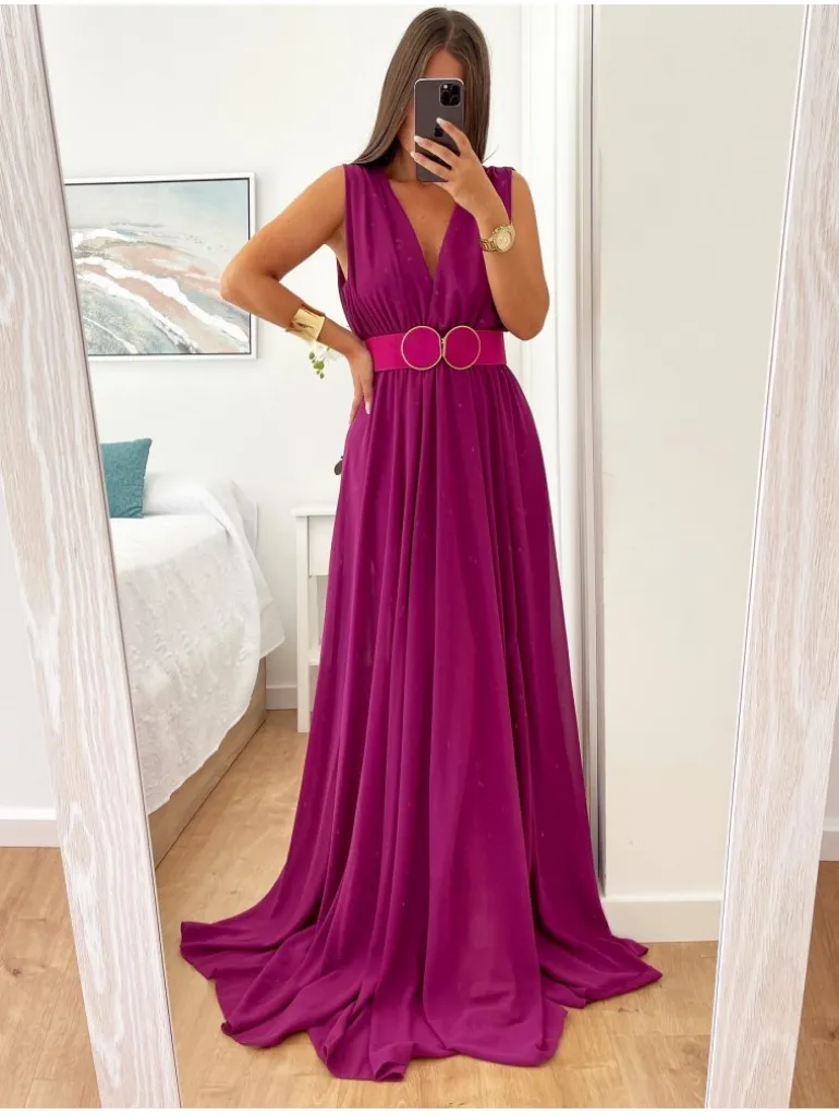 Vestido largo gasa Dolcce BUGANVILLA CLARO