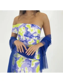 Vestido MALVA  y PISTACHO corte asimetrico FLY 38261(D33)