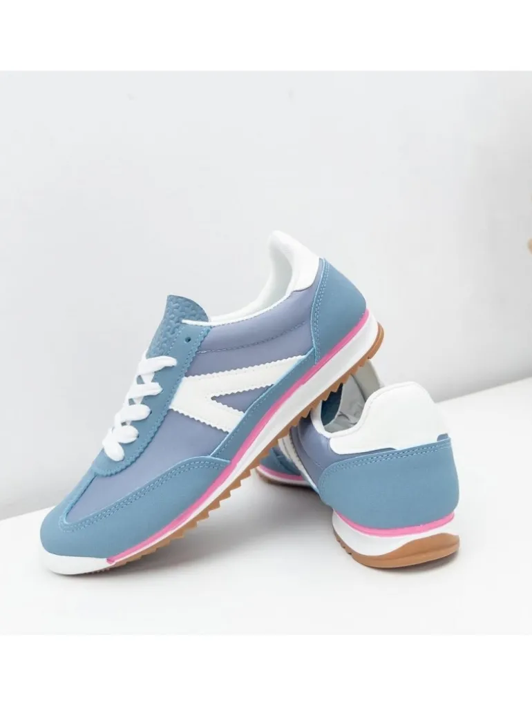 Zapatillas azules lineas blancas Noelia (ALM)