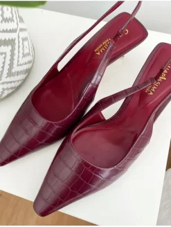 Zapato tacón GRANATE grabado coco (MCE)